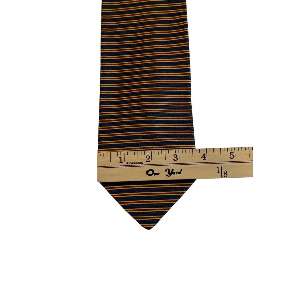 Vintage Brooks Brothers Silk Textured Neck Tie Blue Red Gold Striped USA Made